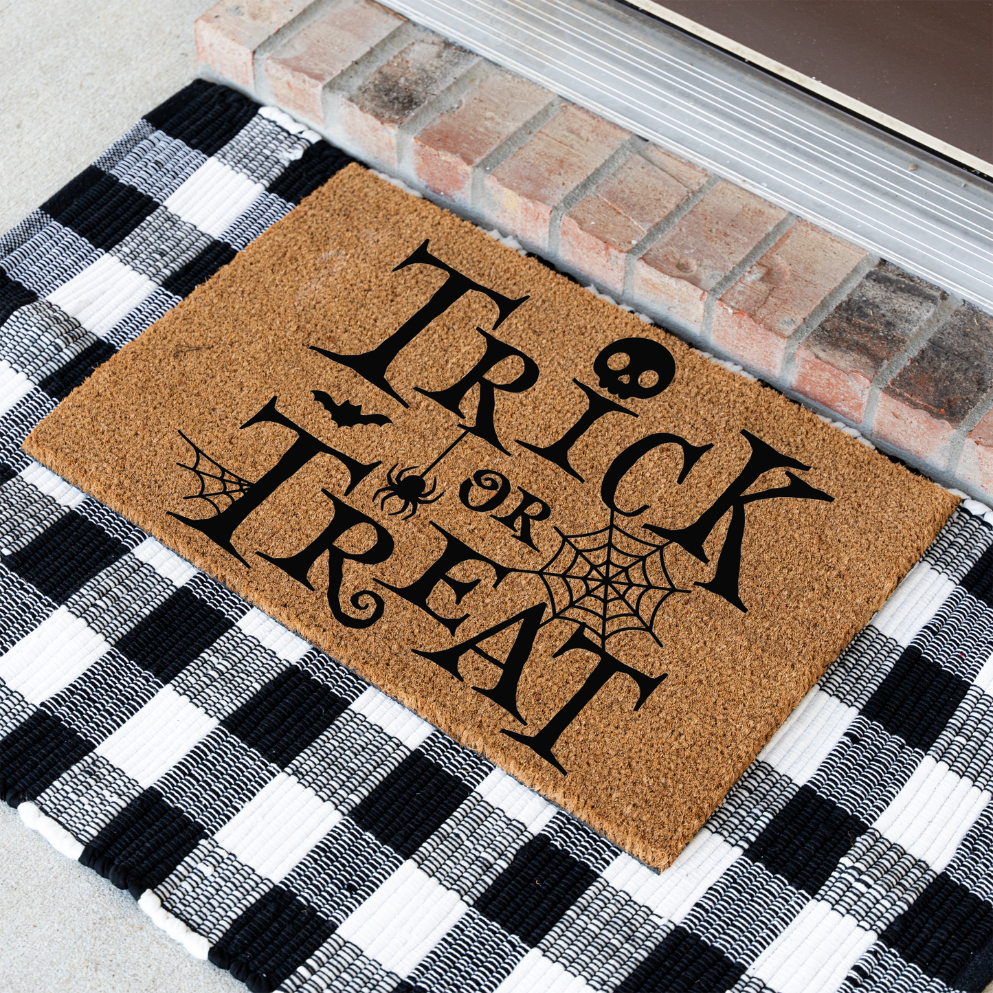 Trick or Treat Halloween Doormat | Spooky Welcome Mat | Halloween Front Door Decor | Fall Porch Decoration | Cute Halloween Entry Rug