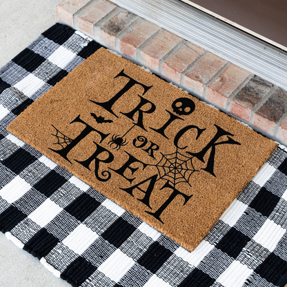 Trick or Treat Halloween Doormat | Spooky Welcome Mat | Halloween Front Door Decor | Fall Porch Decoration | Cute Halloween Entry Rug
