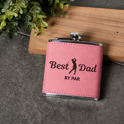 Best Dad by Par - 6oz Leather Wrapped Flask