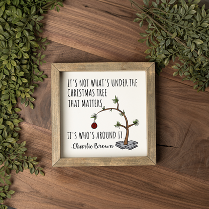 Christmas Themed Rustic 1:1 Wooden Framed Decor, Minimalist Christmas Wall Art, Holiday Home Decoration