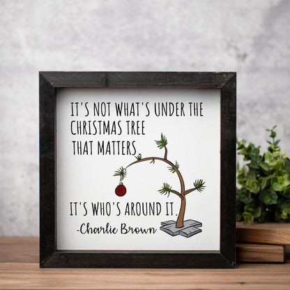 Christmas Themed Rustic 1:1 Wooden Framed Decor, Minimalist Christmas Wall Art, Holiday Home Decoration