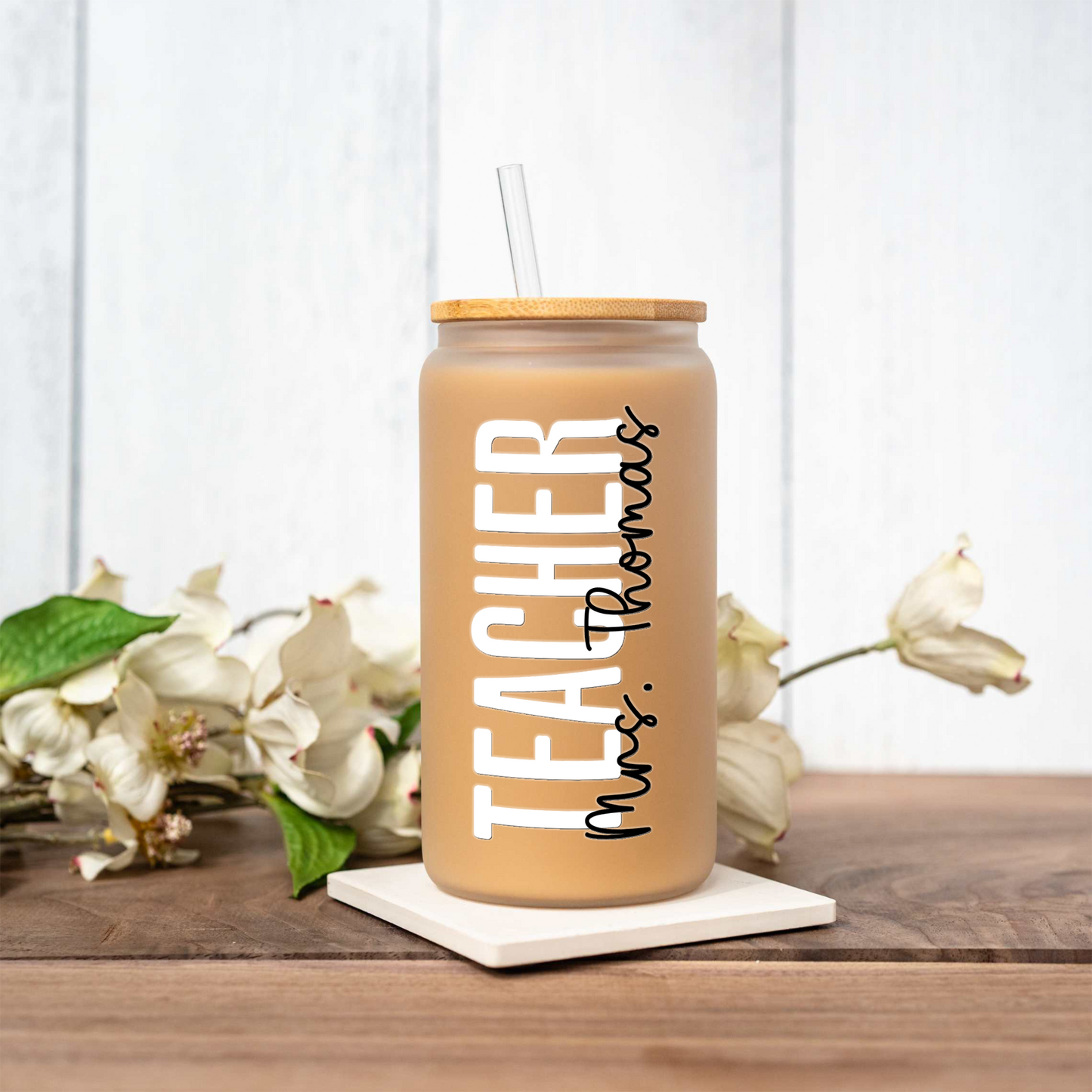 16oz Glass Coffee Can - Teacher Edition
