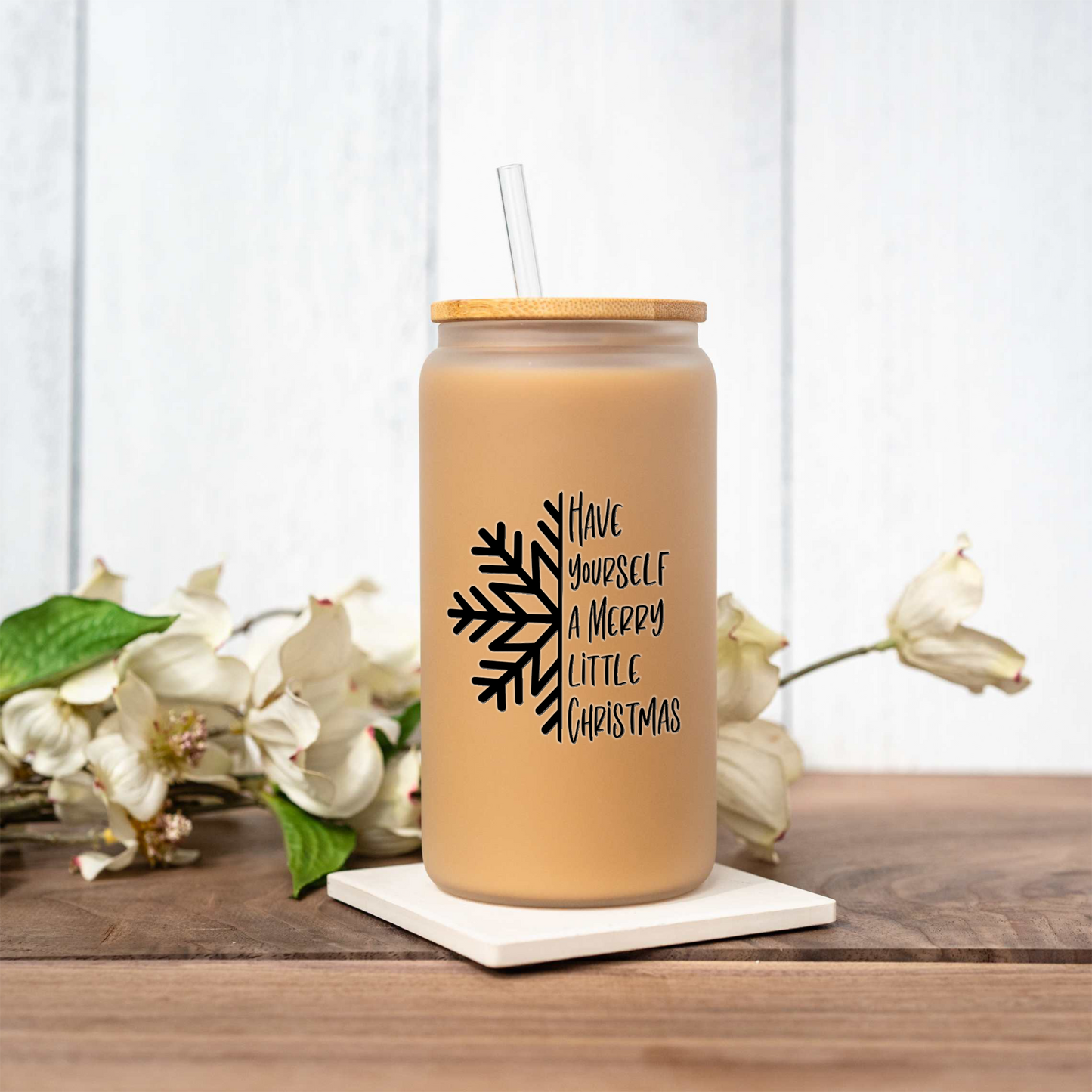 'Have Yourself A Merry Little Christmas' Glass Coffee Can
