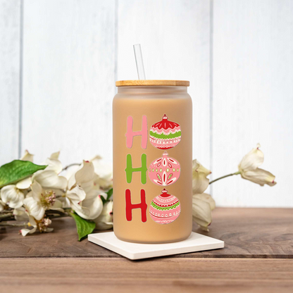 16oz Holiday Cheer Glass Coffee Can