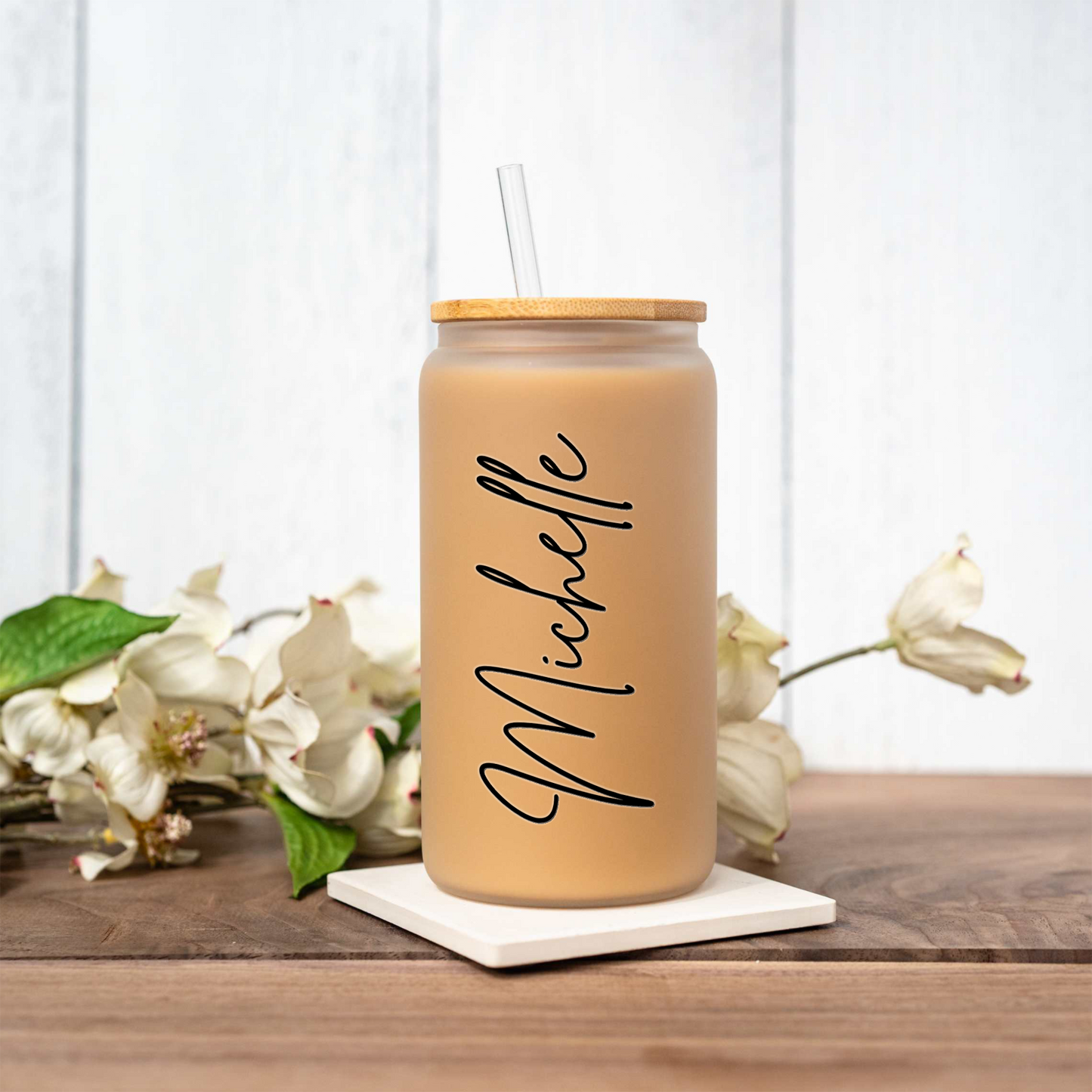 Personalized 16oz Glass Coffee Can