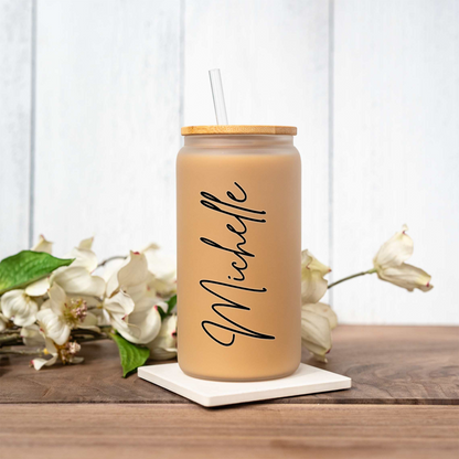 Personalized 16oz Glass Coffee Can