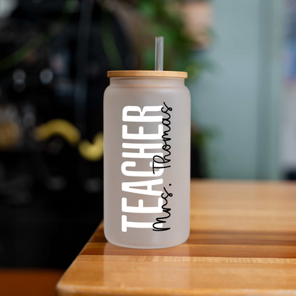 16oz Glass Coffee Can - Teacher Edition