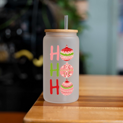 16oz Holiday Cheer Glass Coffee Can