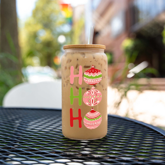 16oz Holiday Cheer Glass Coffee Can