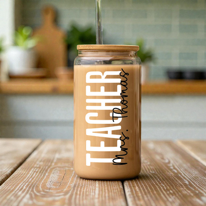 16oz Glass Coffee Can - Teacher Edition