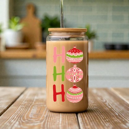 16oz Holiday Cheer Glass Coffee Can