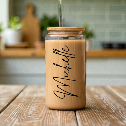 Personalized 16oz Glass Coffee Can