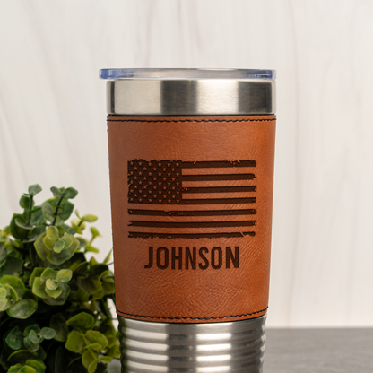Personalized American Flag Engraved 20oz Tumbler
